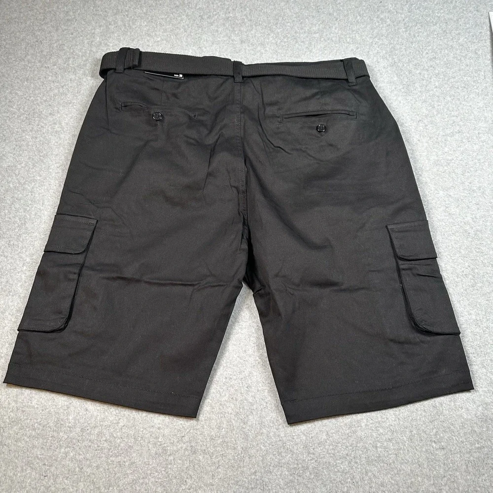 Rugged Trail Cargo Shorts Mens 38 Black Stretch Belted Cotton‎ Workwear NWT